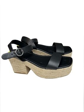 NEW MIA Espadrille Platform Sandals Size 9 Nichele Black Square Open Toe NWOT